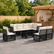 vidaXL Tuinbankenset 9 st Zwart poly rattan