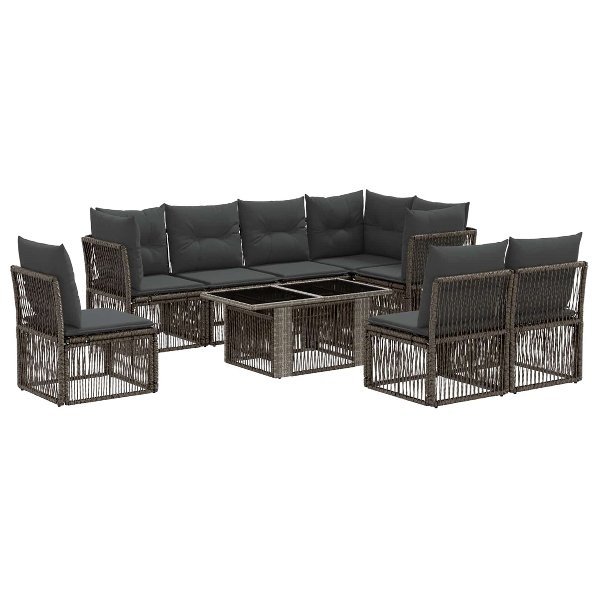 vidaXL Tuinbankenset 9 st Zwart poly rattan