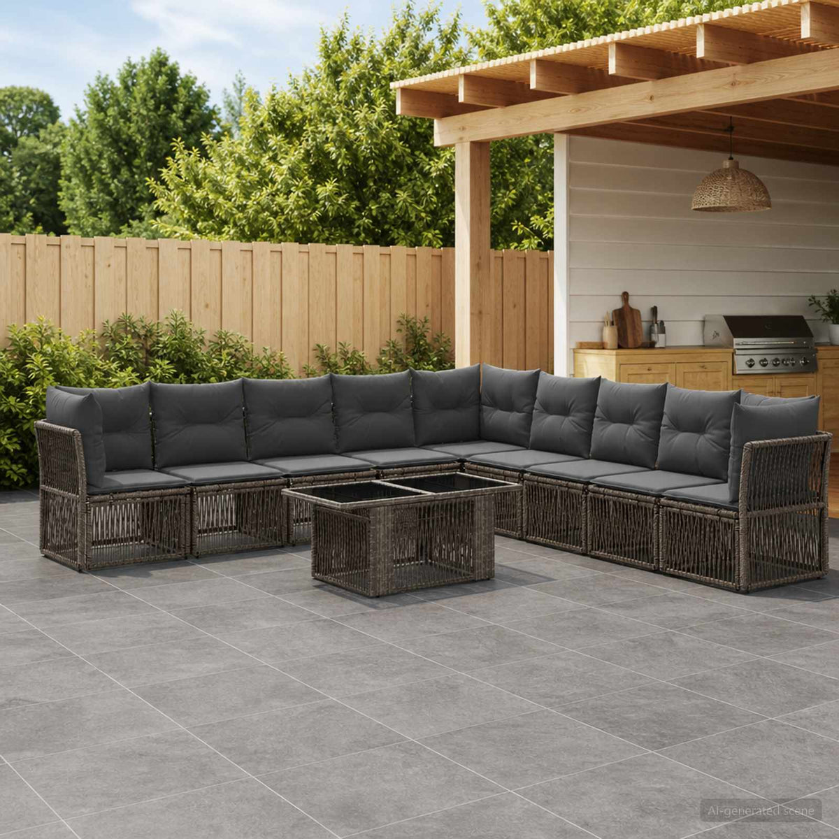 vidaXL Tuinbankenset 10 st Zwart poly rattan