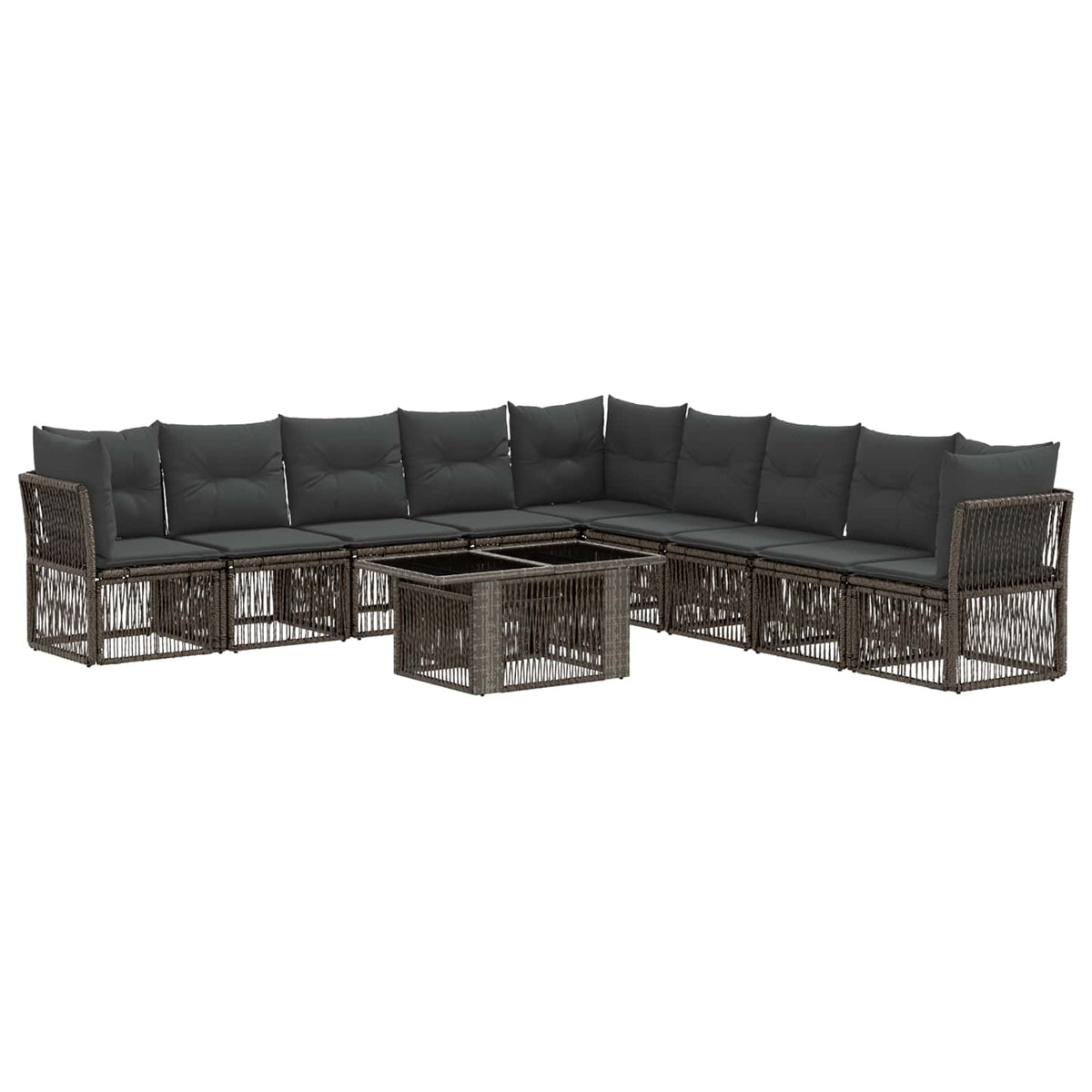 vidaXL Tuinbankenset 10 st Zwart poly rattan