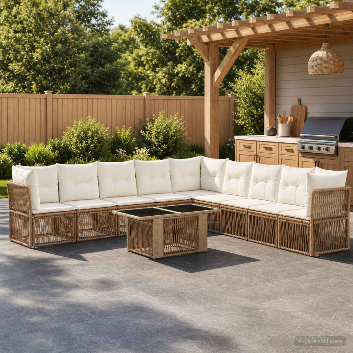 vidaXL Tuinbankenset 10 st Zwart poly rattan