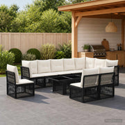 vidaXL Tuinbankenset 11 st Zwart poly rattan