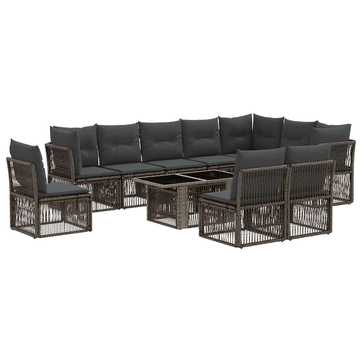 vidaXL Tuinbankenset 11 st Zwart poly rattan