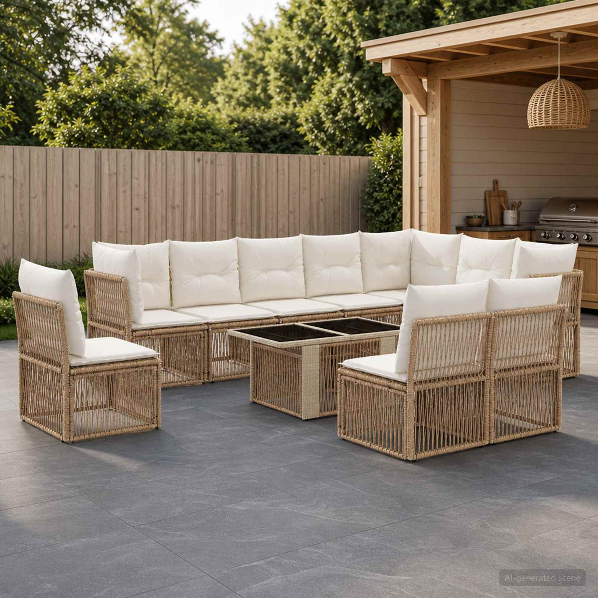 vidaXL Tuinbankenset 11 st Zwart poly rattan
