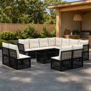 vidaXL Tuinbankenset 12 st Zwart poly rattan