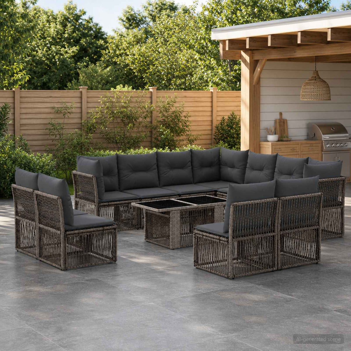 vidaXL Tuinbankenset 12 st Zwart poly rattan