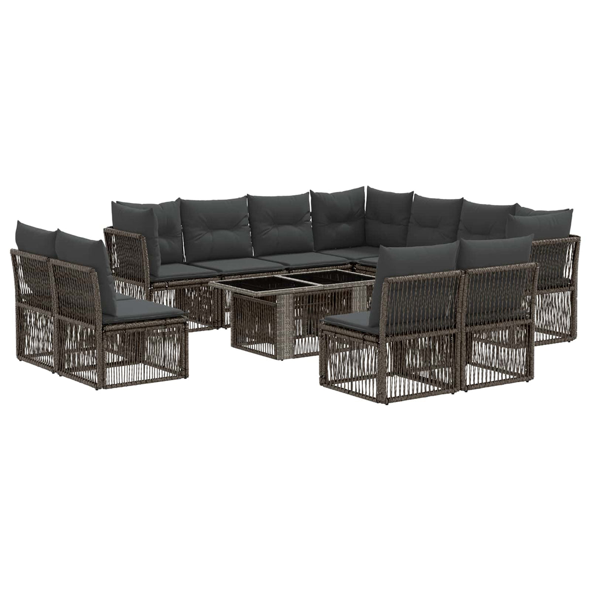 vidaXL Tuinbankenset 12 st Zwart poly rattan