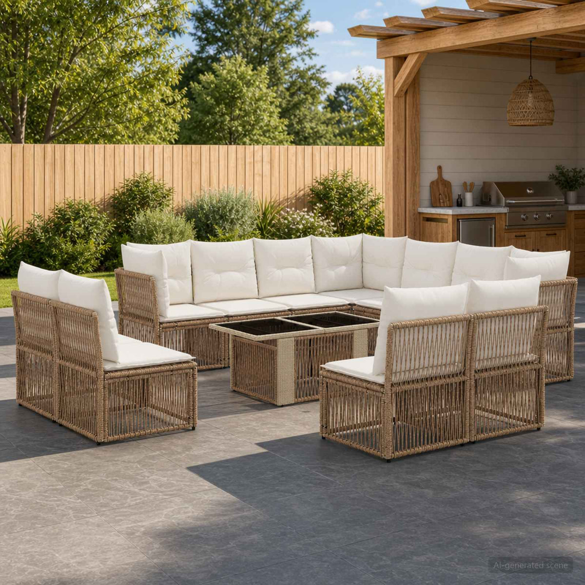 vidaXL Tuinbankenset 12 st Zwart poly rattan