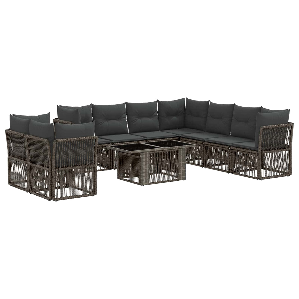 vidaXL Tuinbankenset 10 st Zwart poly rattan