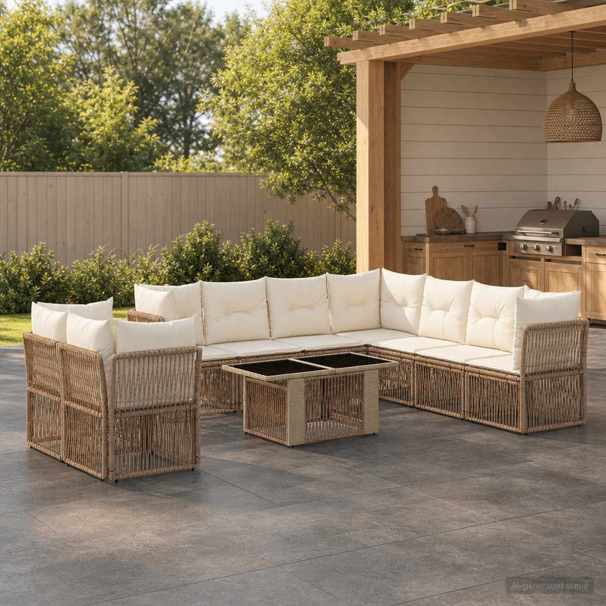 vidaXL Tuinbankenset 10 st Zwart poly rattan