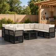 vidaXL Tuinbankenset 11 st Zwart poly rattan