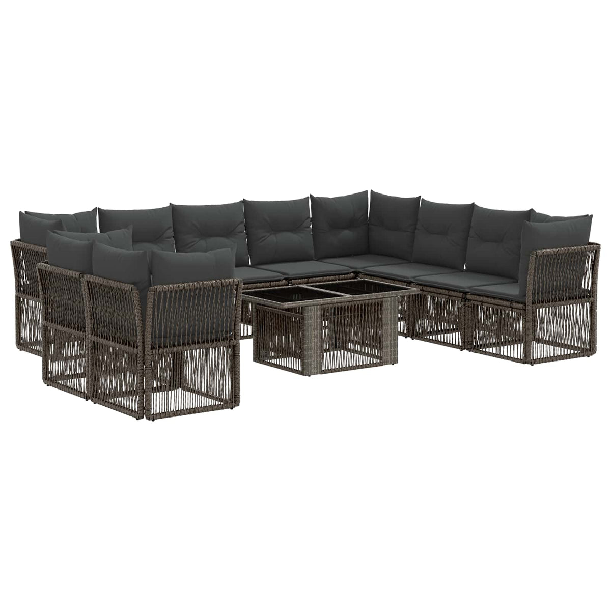 vidaXL Tuinbankenset 11 st Zwart poly rattan