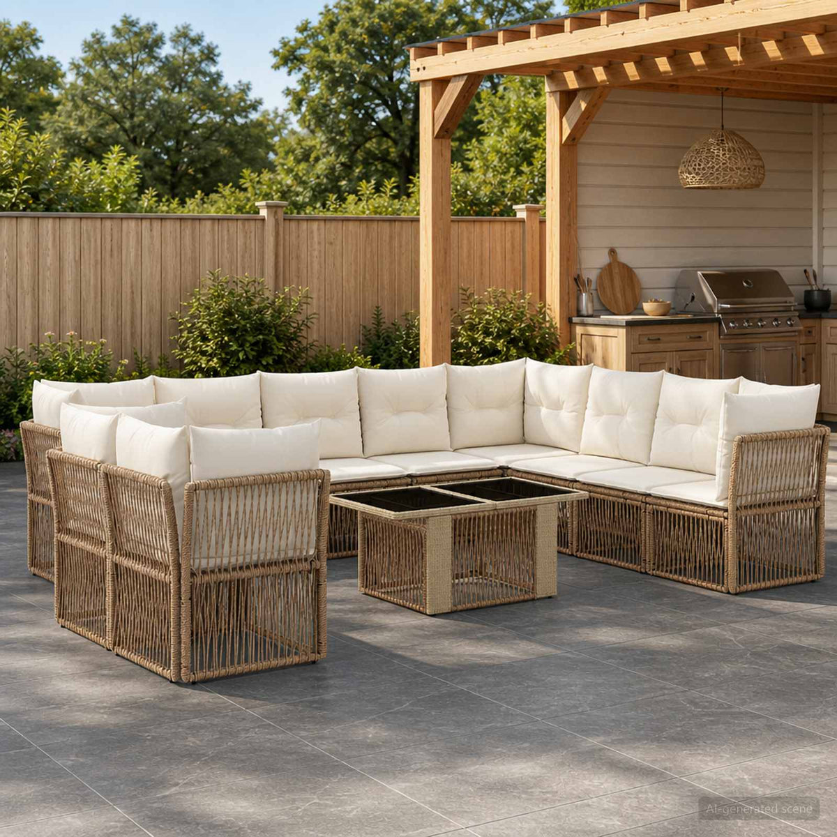 vidaXL Tuinbankenset 11 st Zwart poly rattan