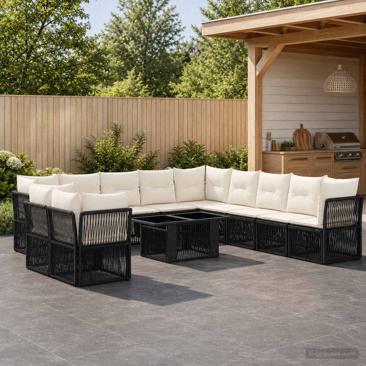 vidaXL Tuinbankenset 12 st Zwart poly rattan