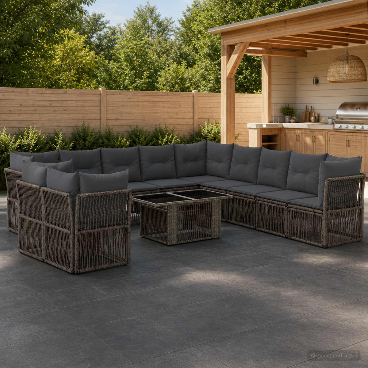 vidaXL Tuinbankenset 12 st Zwart poly rattan