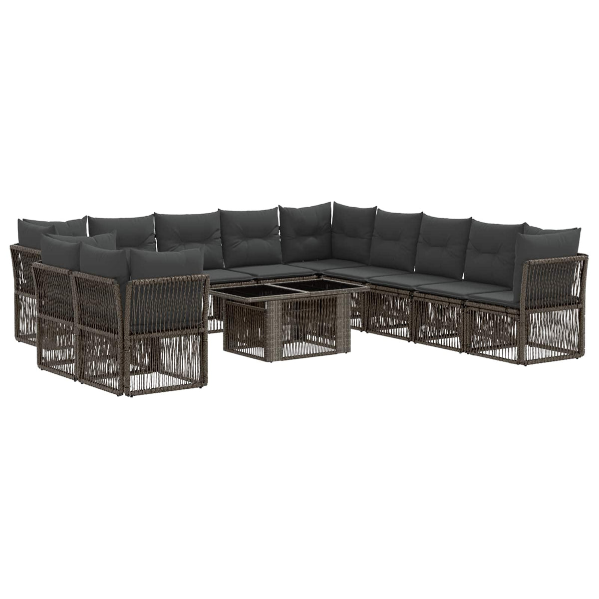 vidaXL Tuinbankenset 12 st Zwart poly rattan