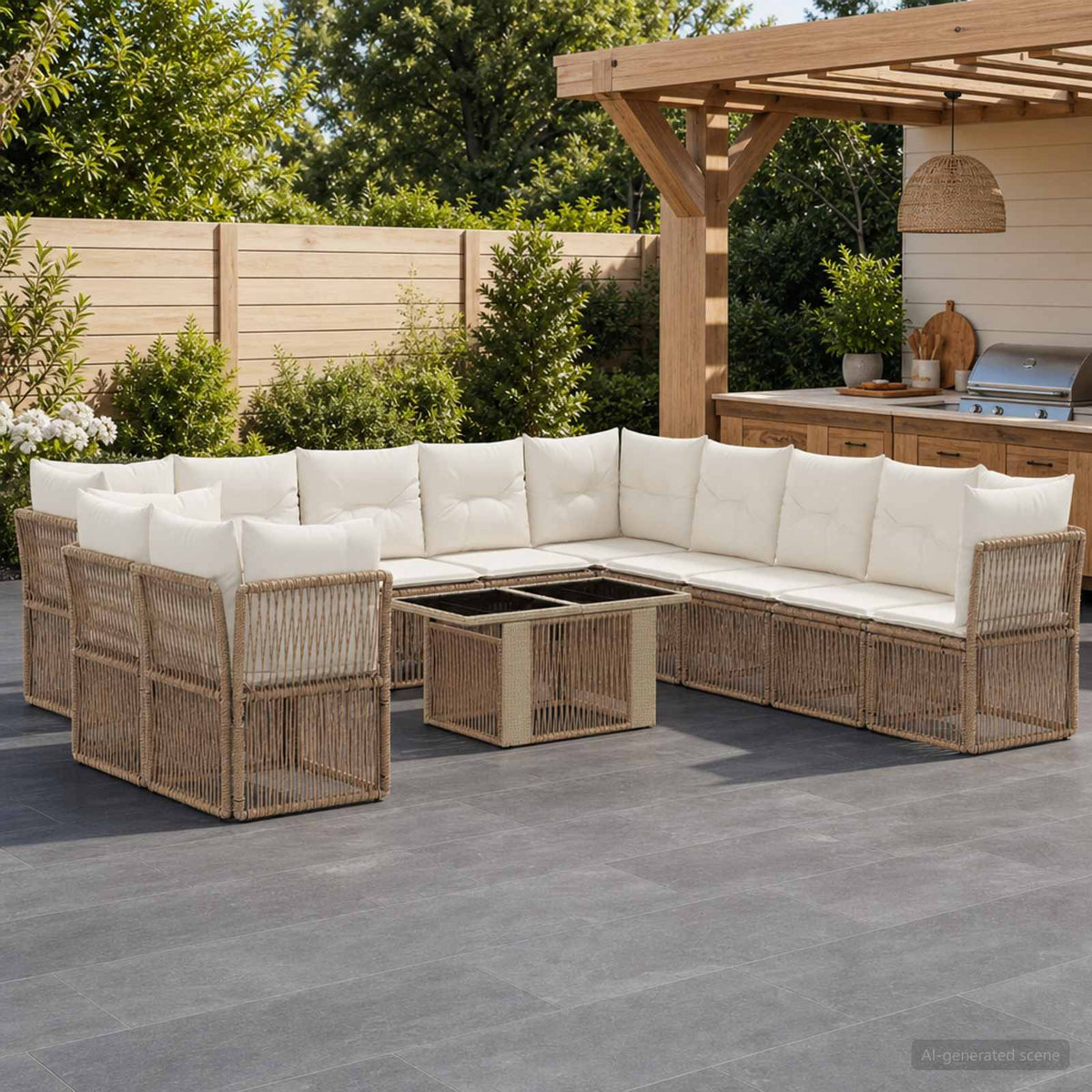 vidaXL Tuinbankenset 12 st Zwart poly rattan