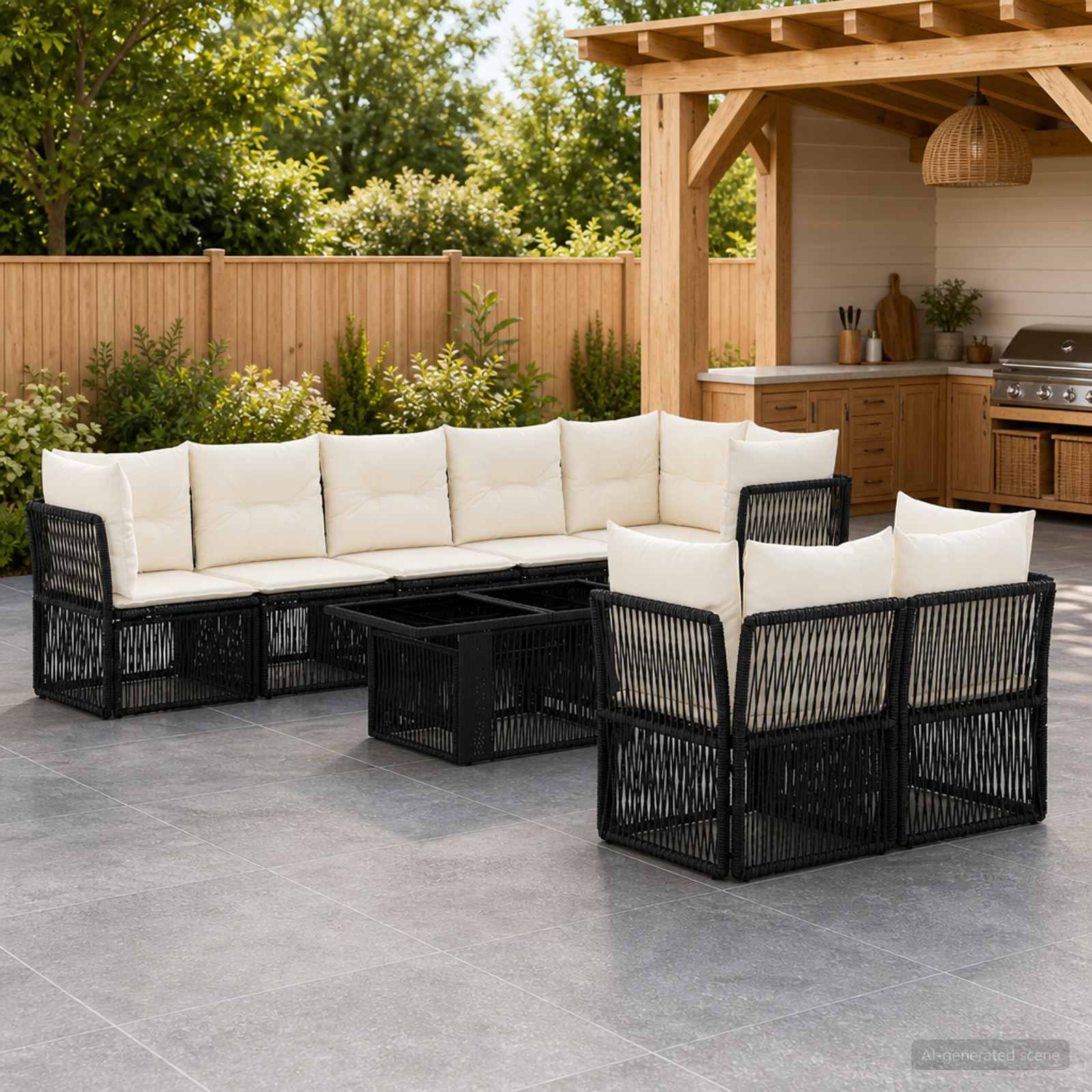 vidaXL Tuinbankenset 8 st Zwart poly rattan