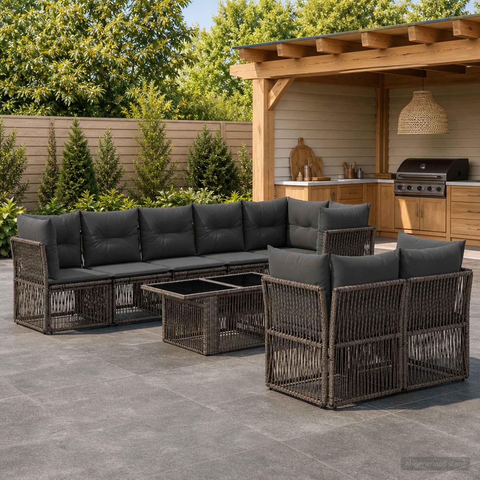 vidaXL Tuinbankenset 8 st Zwart poly rattan