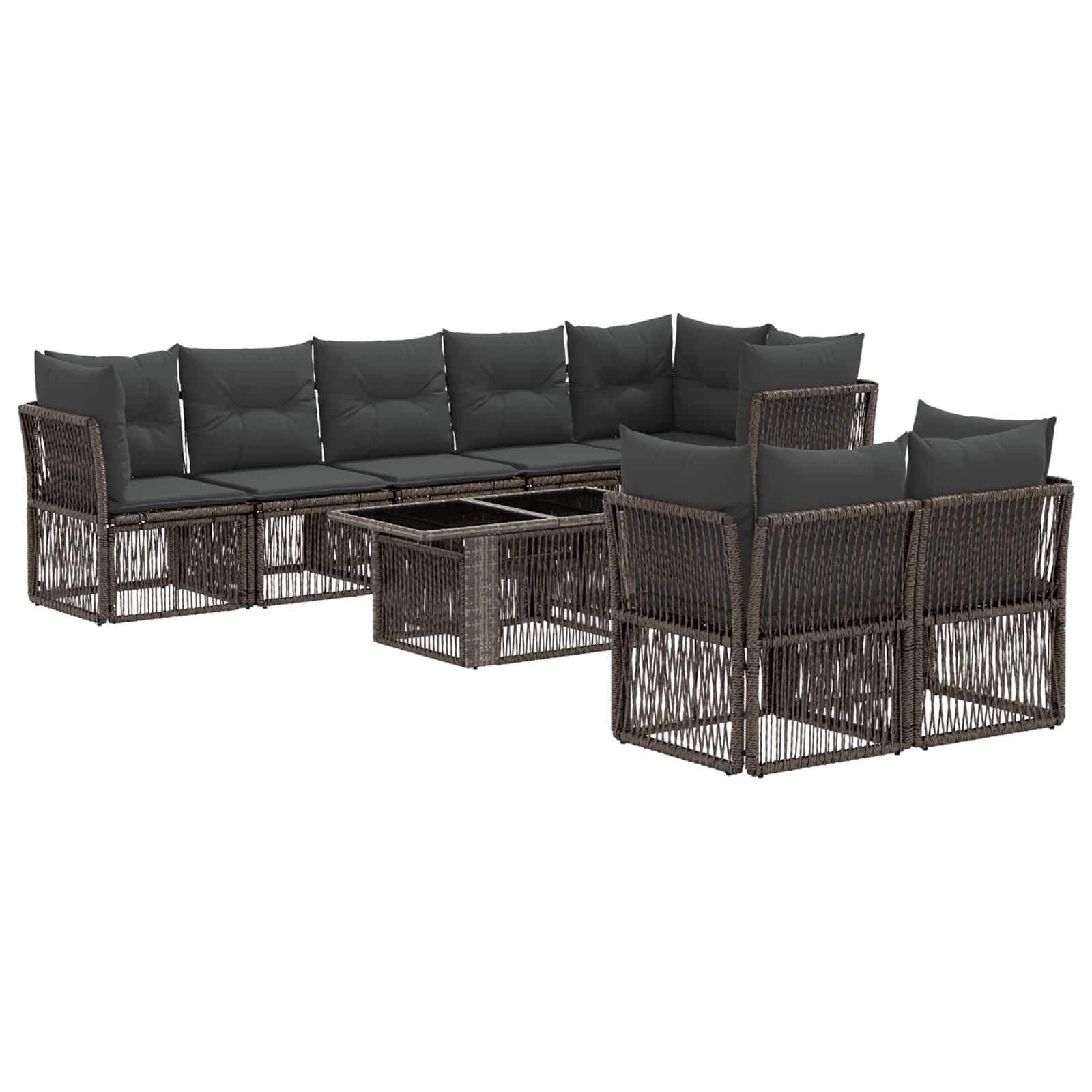 vidaXL Tuinbankenset 8 st Zwart poly rattan