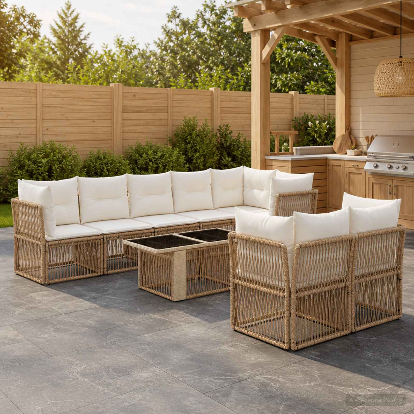 vidaXL Tuinbankenset 8 st Zwart poly rattan