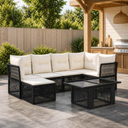 vidaXL Tuinbankenset 7 st Zwart poly rattan