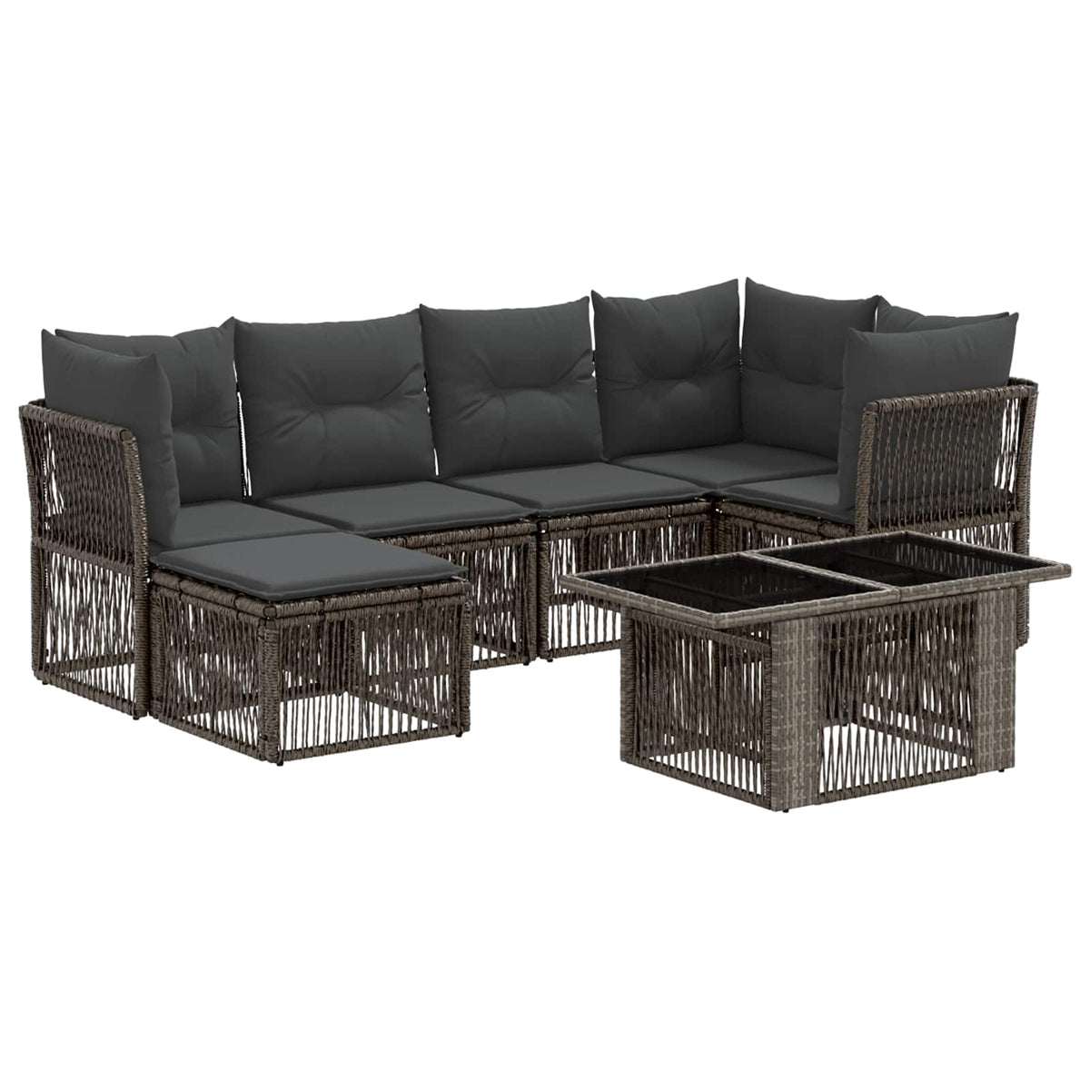 vidaXL Tuinbankenset 7 st Zwart poly rattan