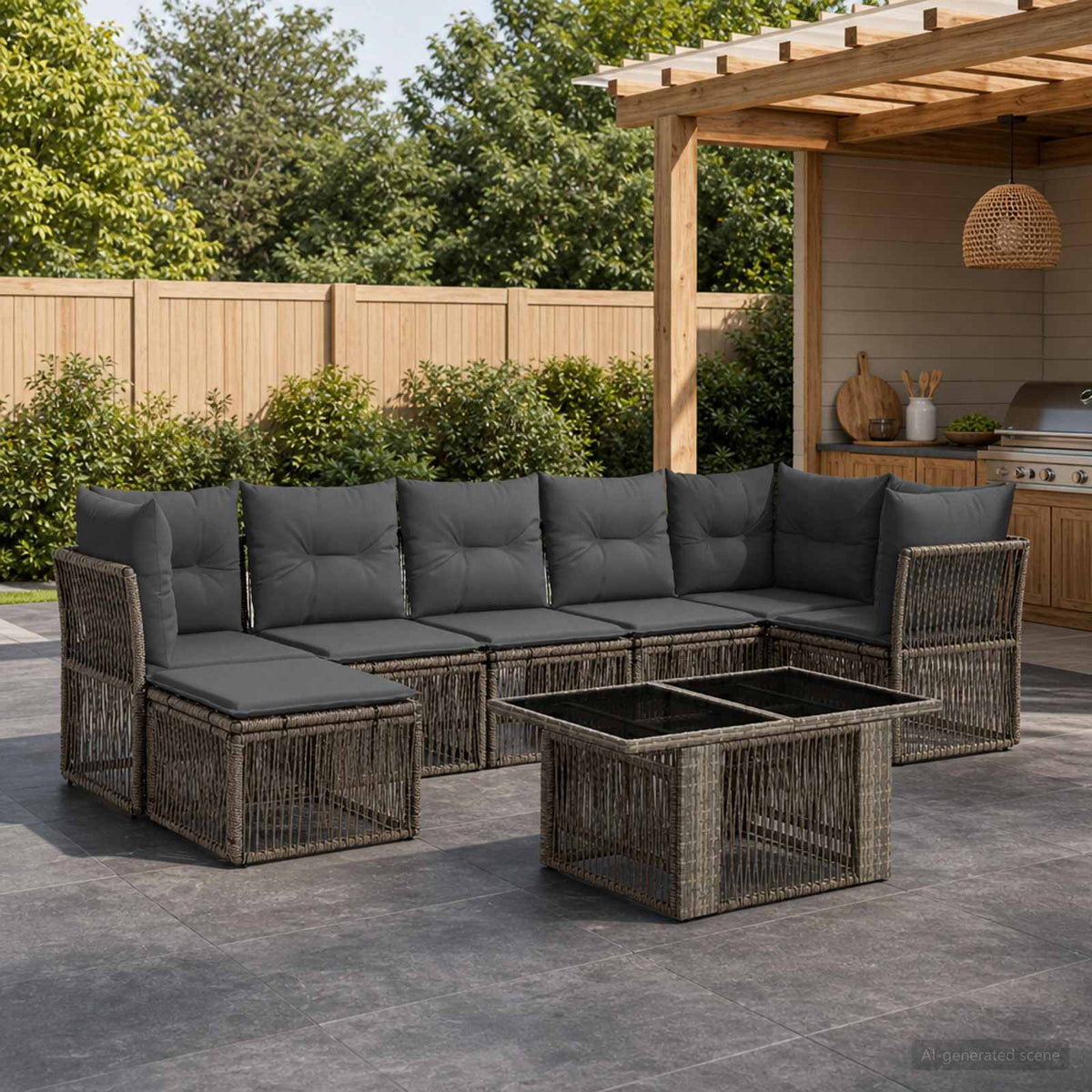 vidaXL Tuinbankenset 8 st Zwart poly rattan