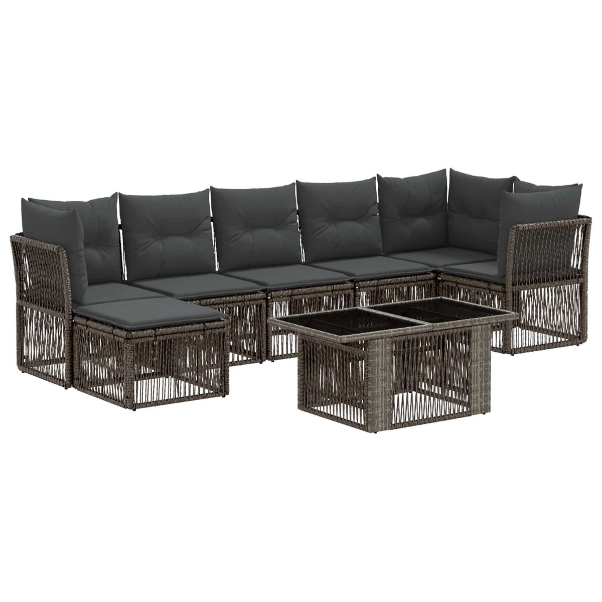vidaXL Tuinbankenset 8 st Zwart poly rattan