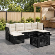 vidaXL Tuinbankenset 7 st Zwart poly rattan