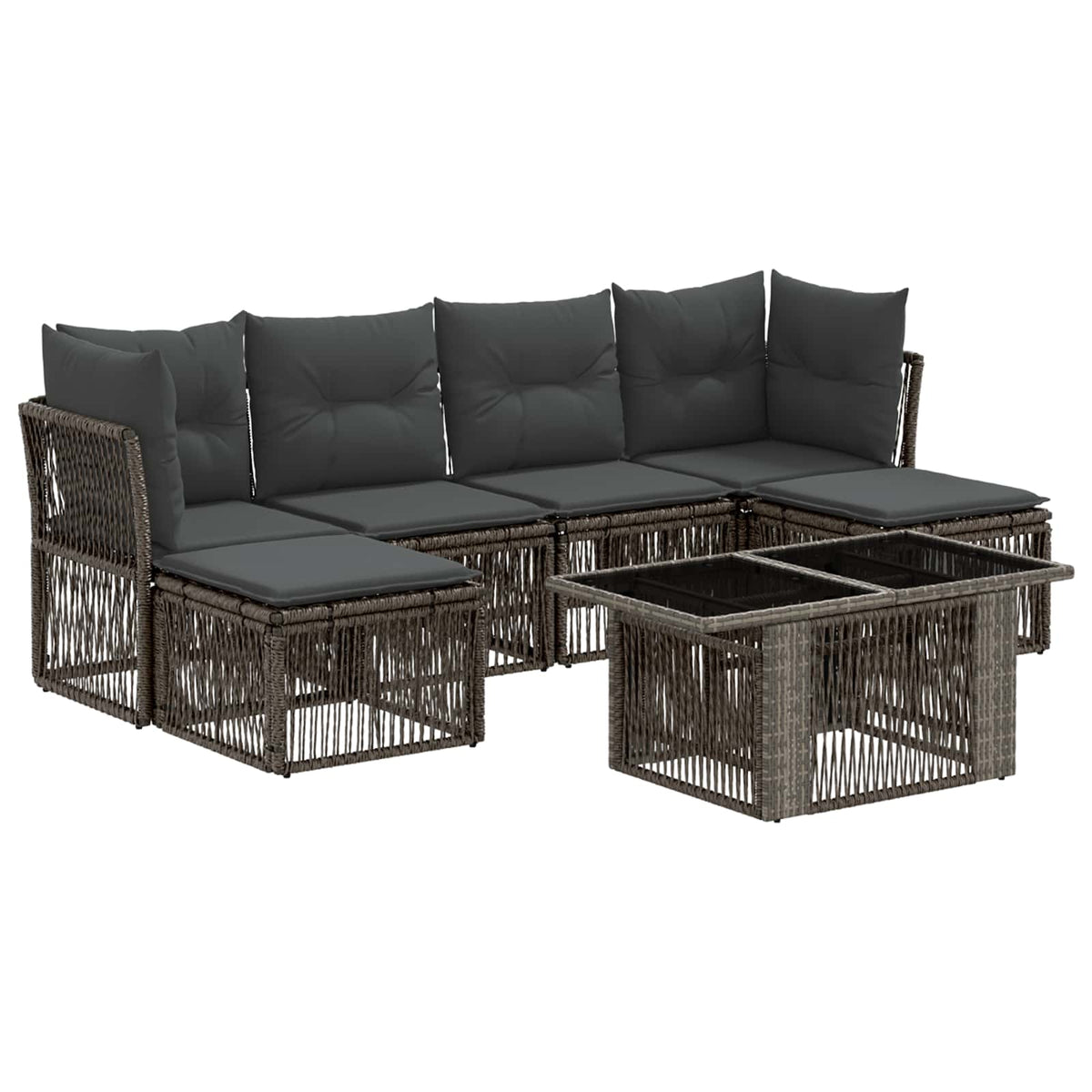 vidaXL Tuinbankenset 7 st Zwart poly rattan