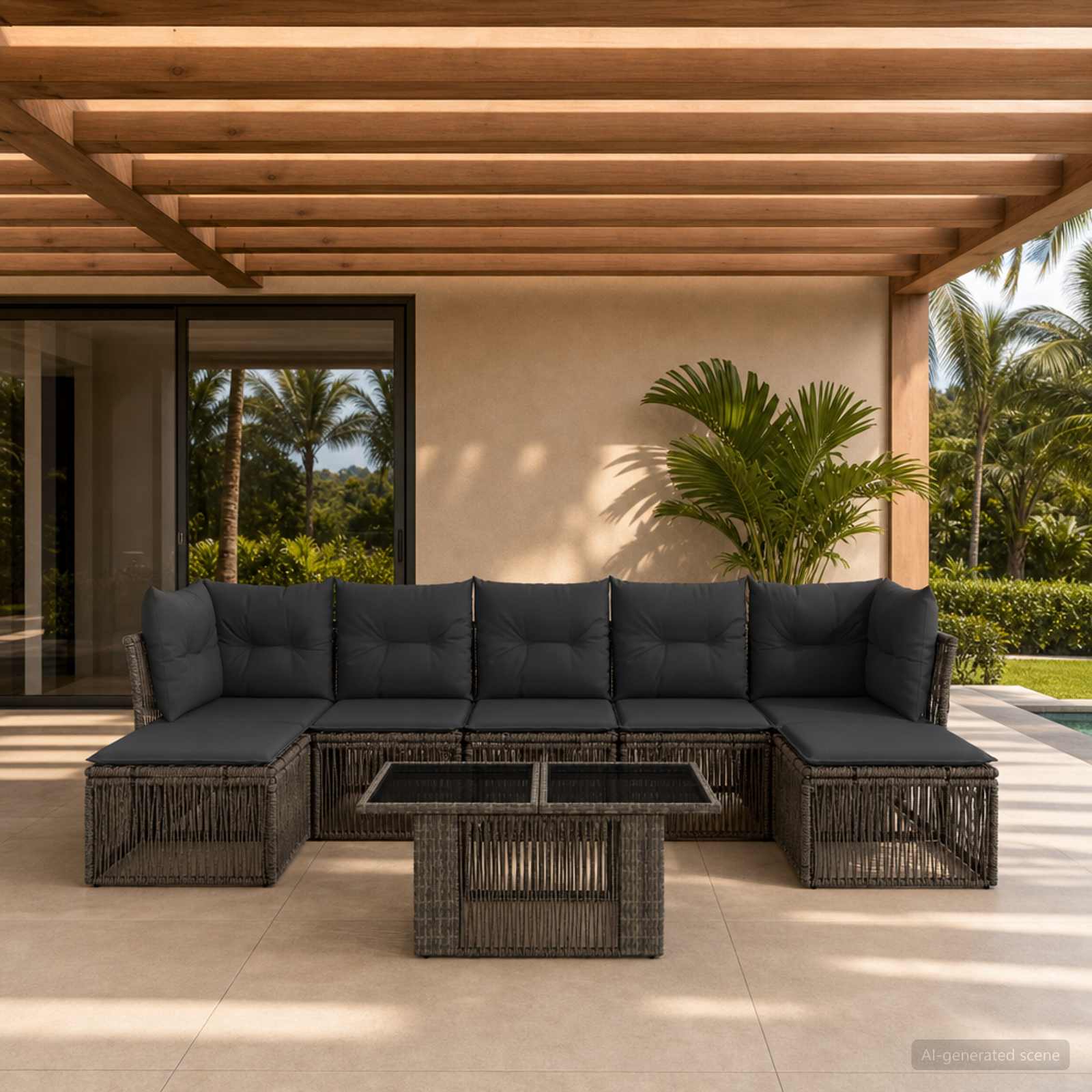 vidaXL Tuinbankenset 8 st Zwart poly rattan
