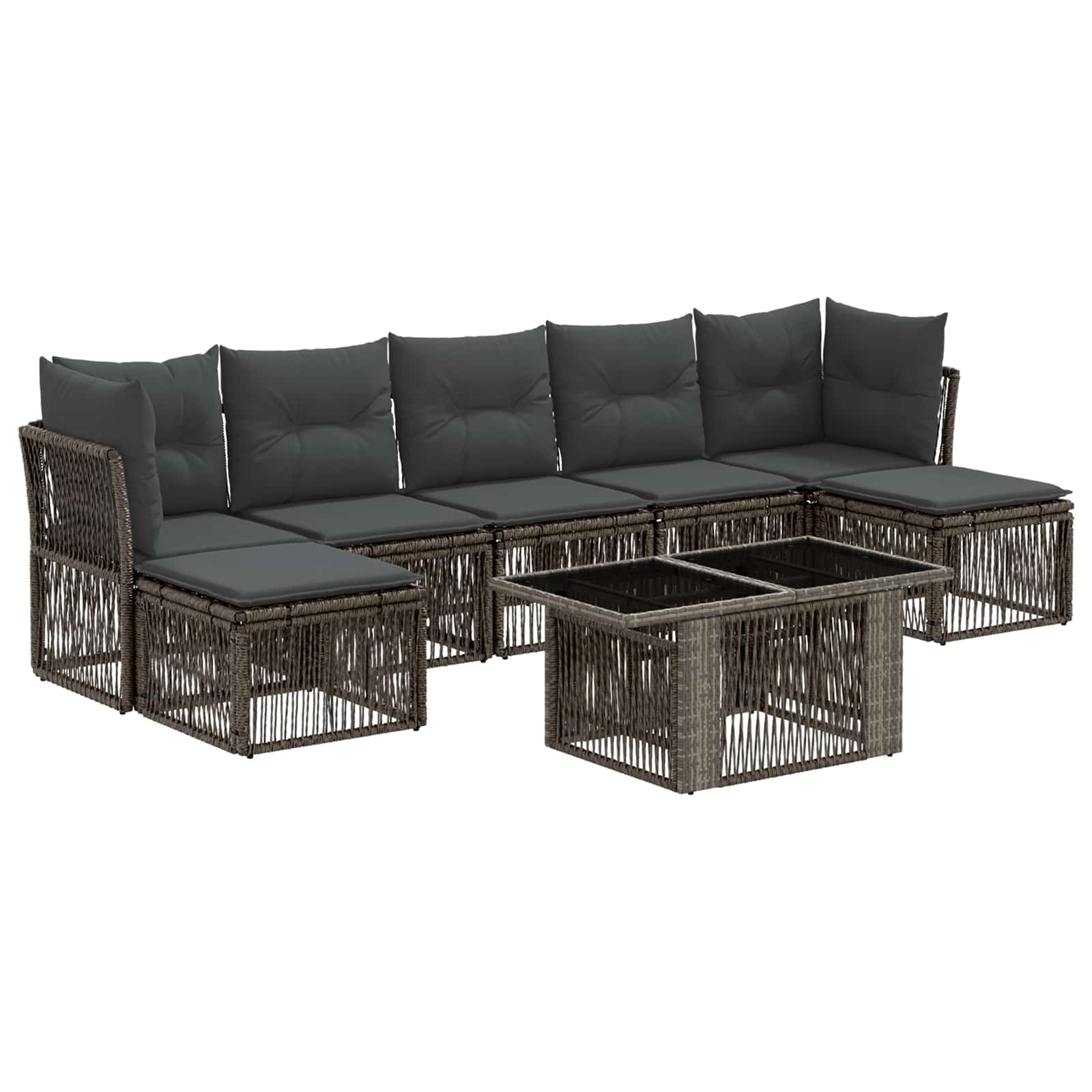 vidaXL Tuinbankenset 8 st Zwart poly rattan