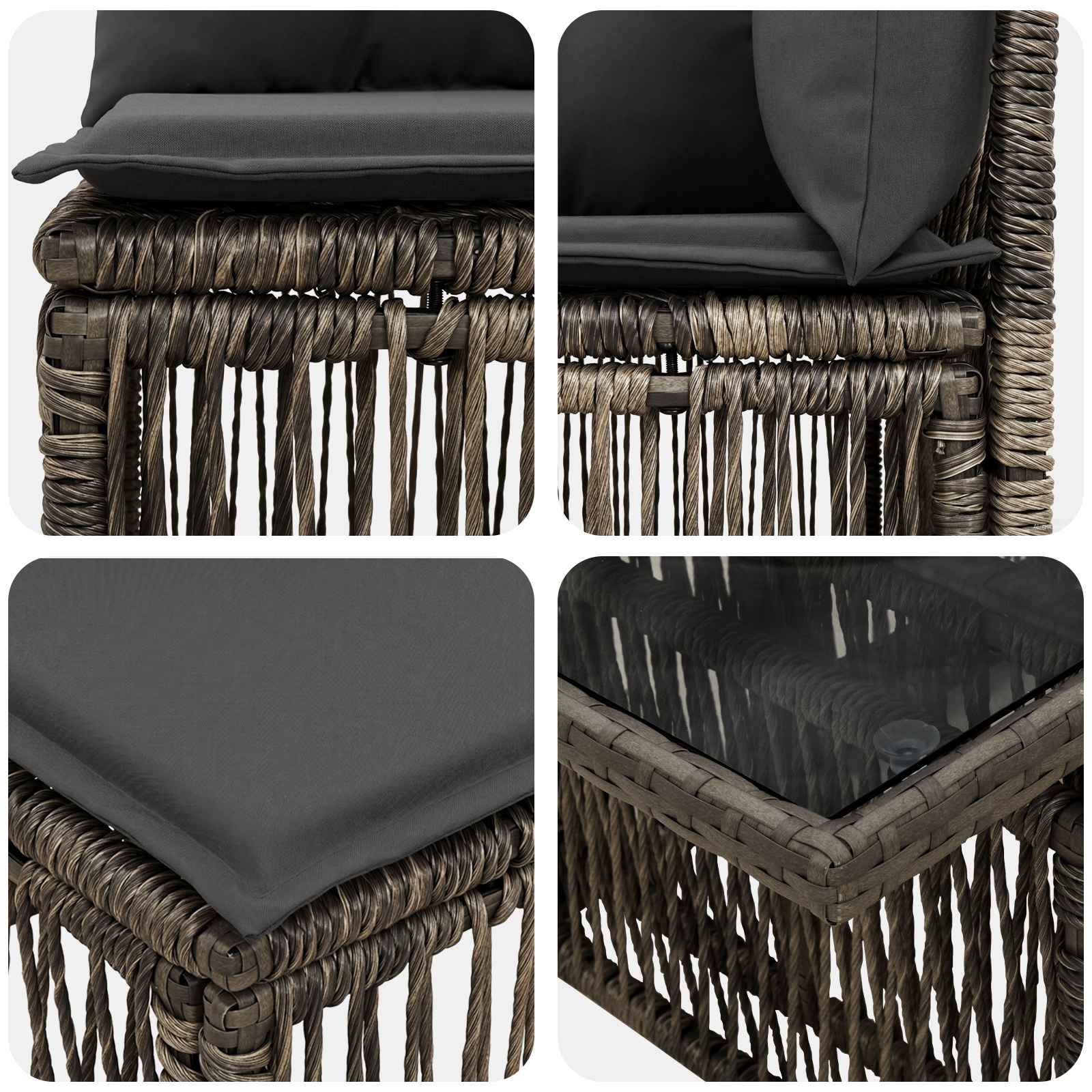 vidaXL Tuinbankenset 8 st Zwart poly rattan
