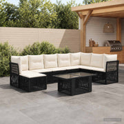 vidaXL Tuinbankenset 9 st Zwart poly rattan