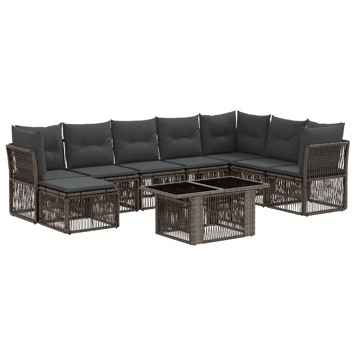 vidaXL Tuinbankenset 9 st Zwart poly rattan