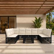 vidaXL Tuinbankenset 10 st Zwart poly rattan