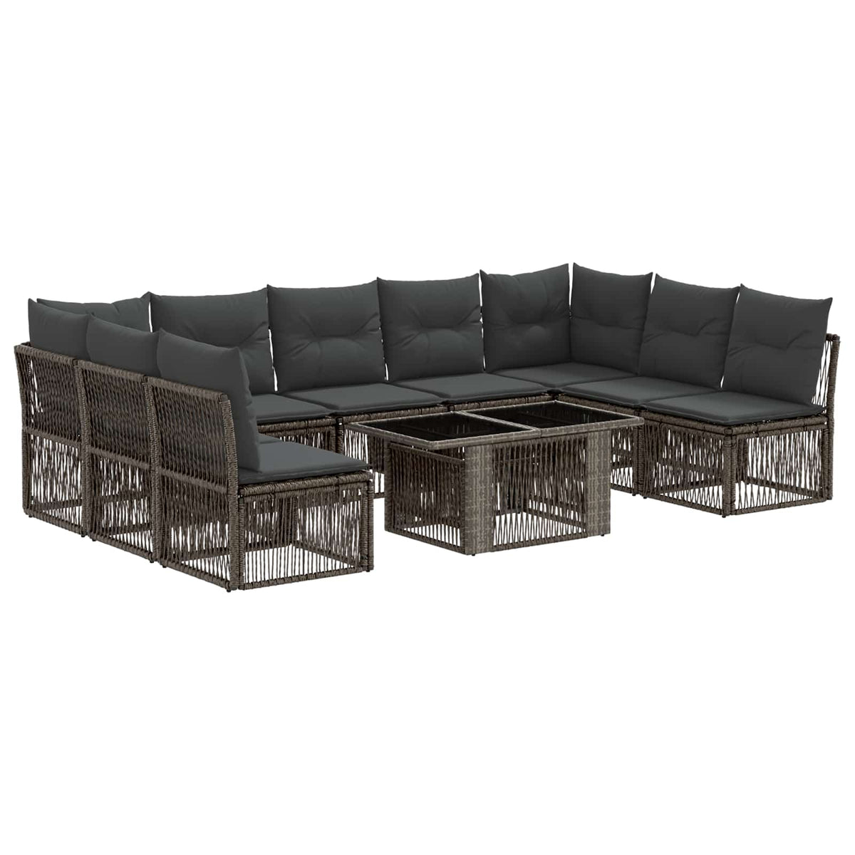 vidaXL Tuinbankenset 10 st Zwart poly rattan