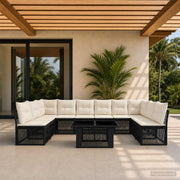 vidaXL Tuinbankenset 11 st Zwart poly rattan