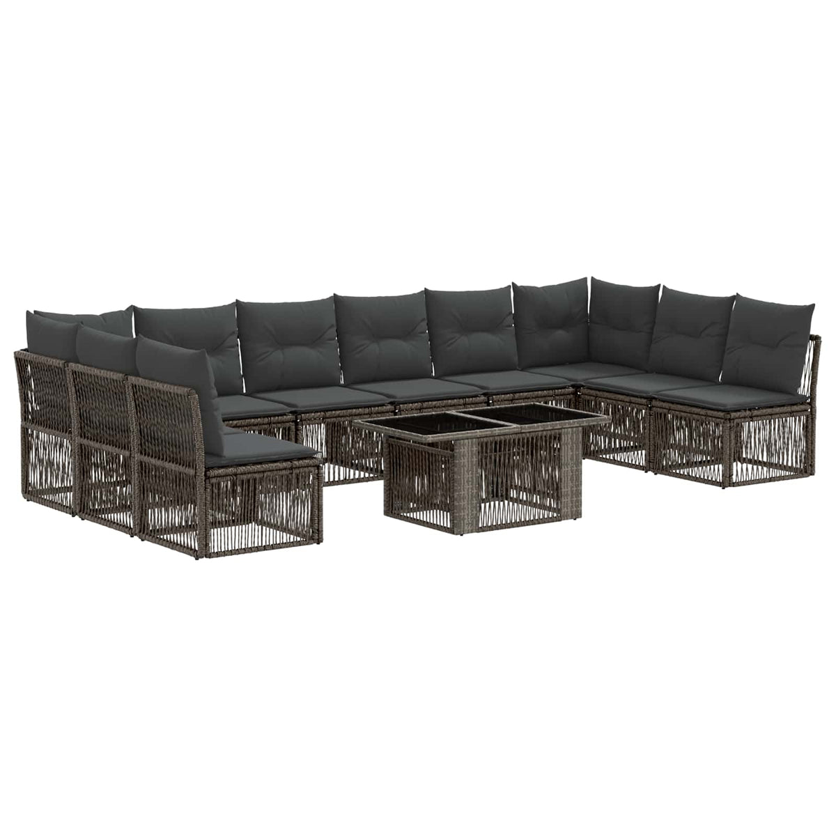 vidaXL Tuinbankenset 11 st Zwart poly rattan