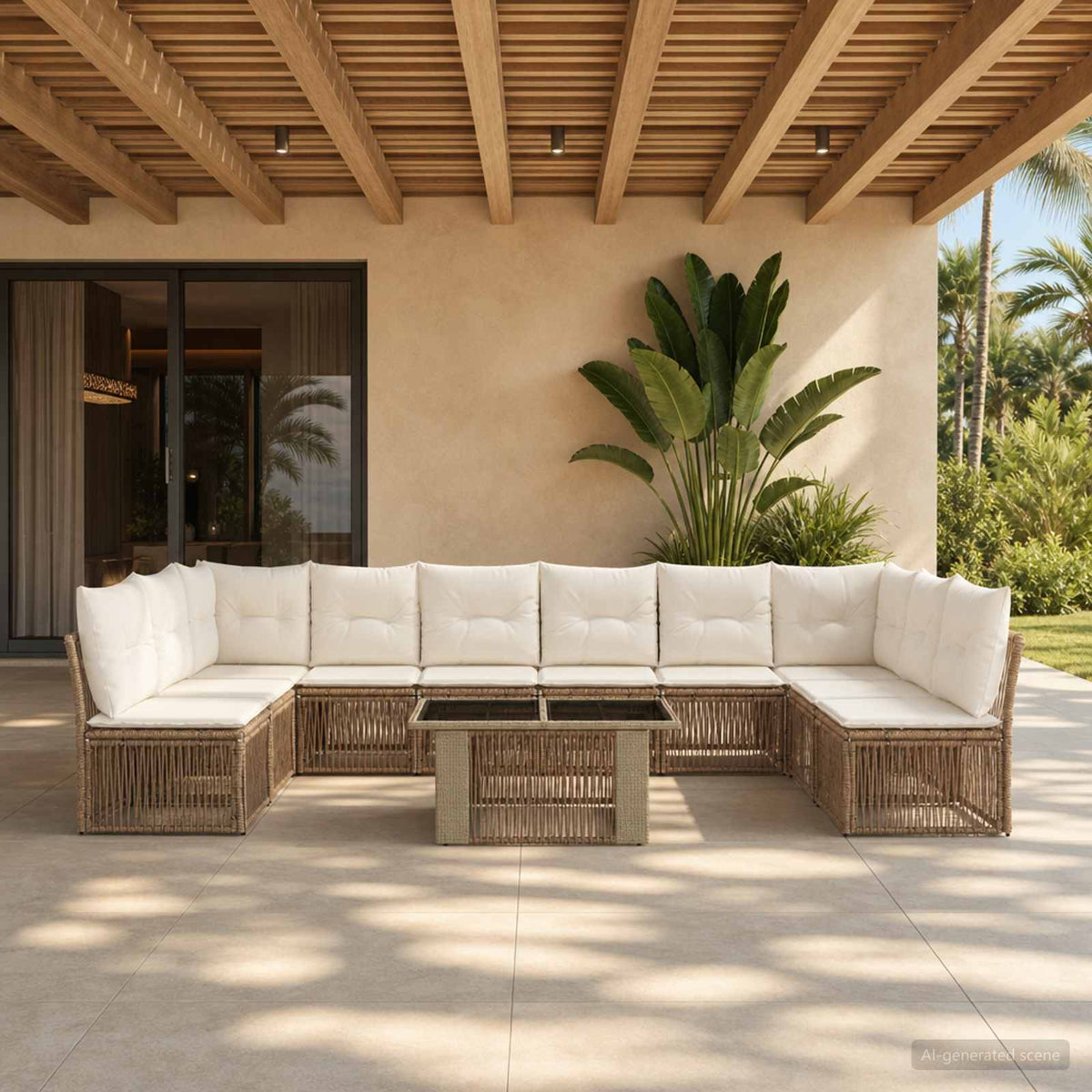 vidaXL Tuinbankenset 11 st Zwart poly rattan