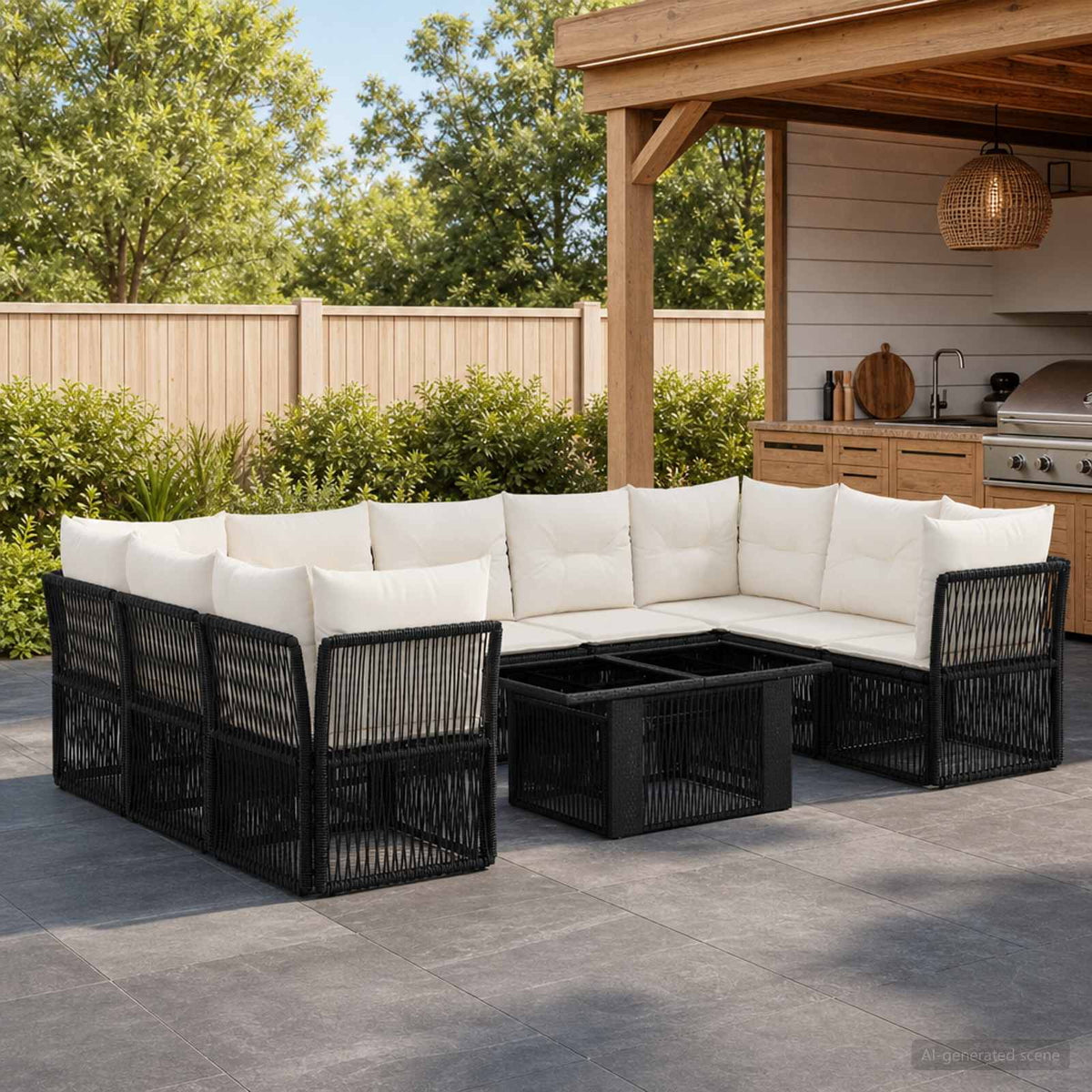 vidaXL Tuinbankenset 10 st Zwart poly rattan