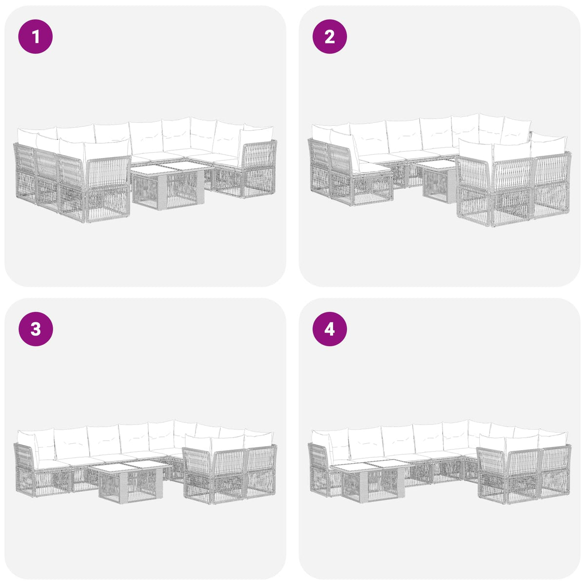 vidaXL Tuinbankenset 10 st Zwart poly rattan
