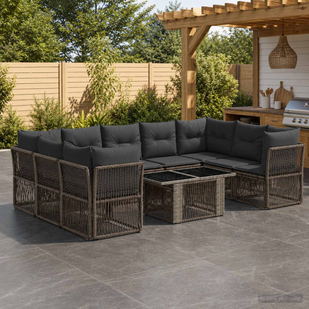 vidaXL Tuinbankenset 10 st Zwart poly rattan
