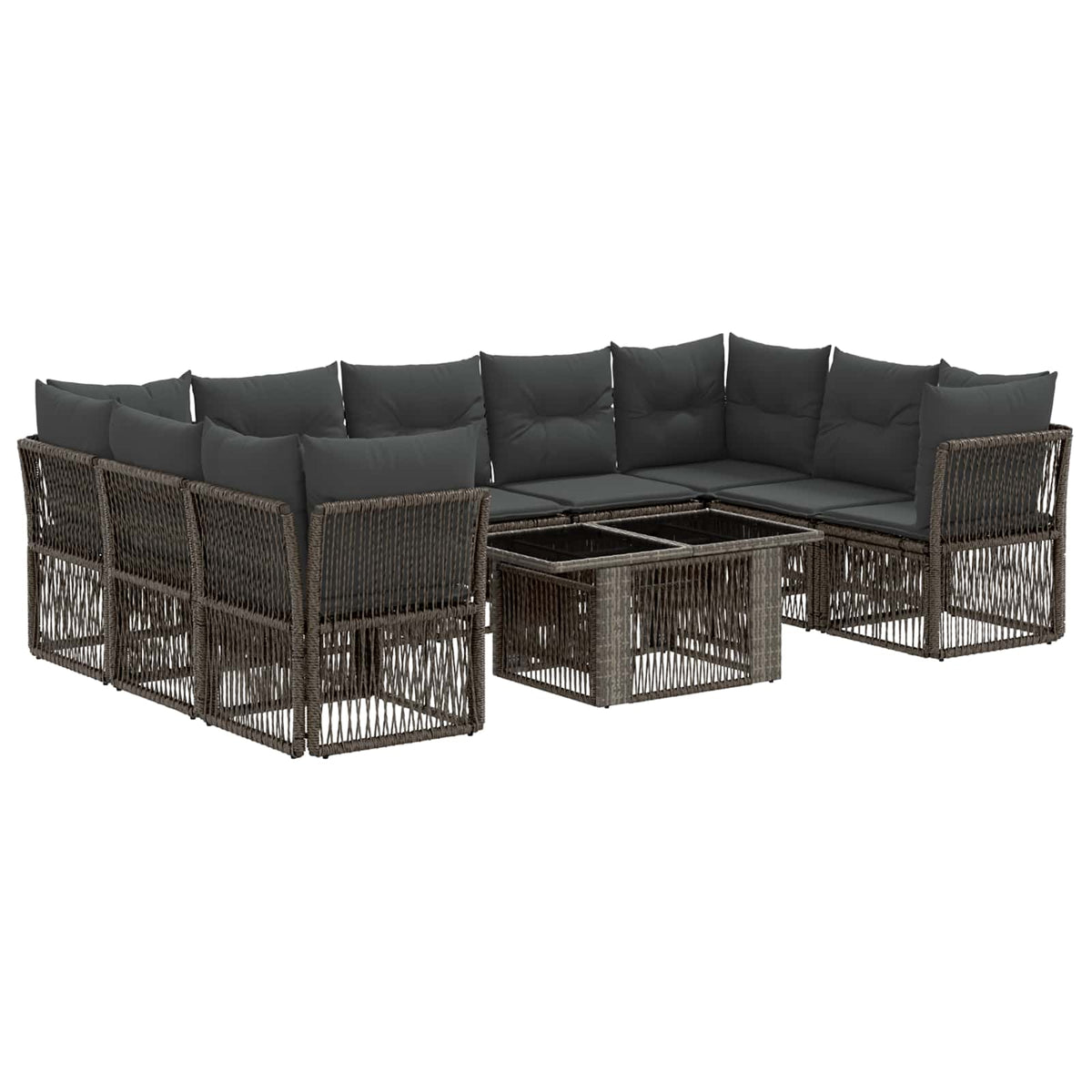vidaXL Tuinbankenset 10 st Zwart poly rattan