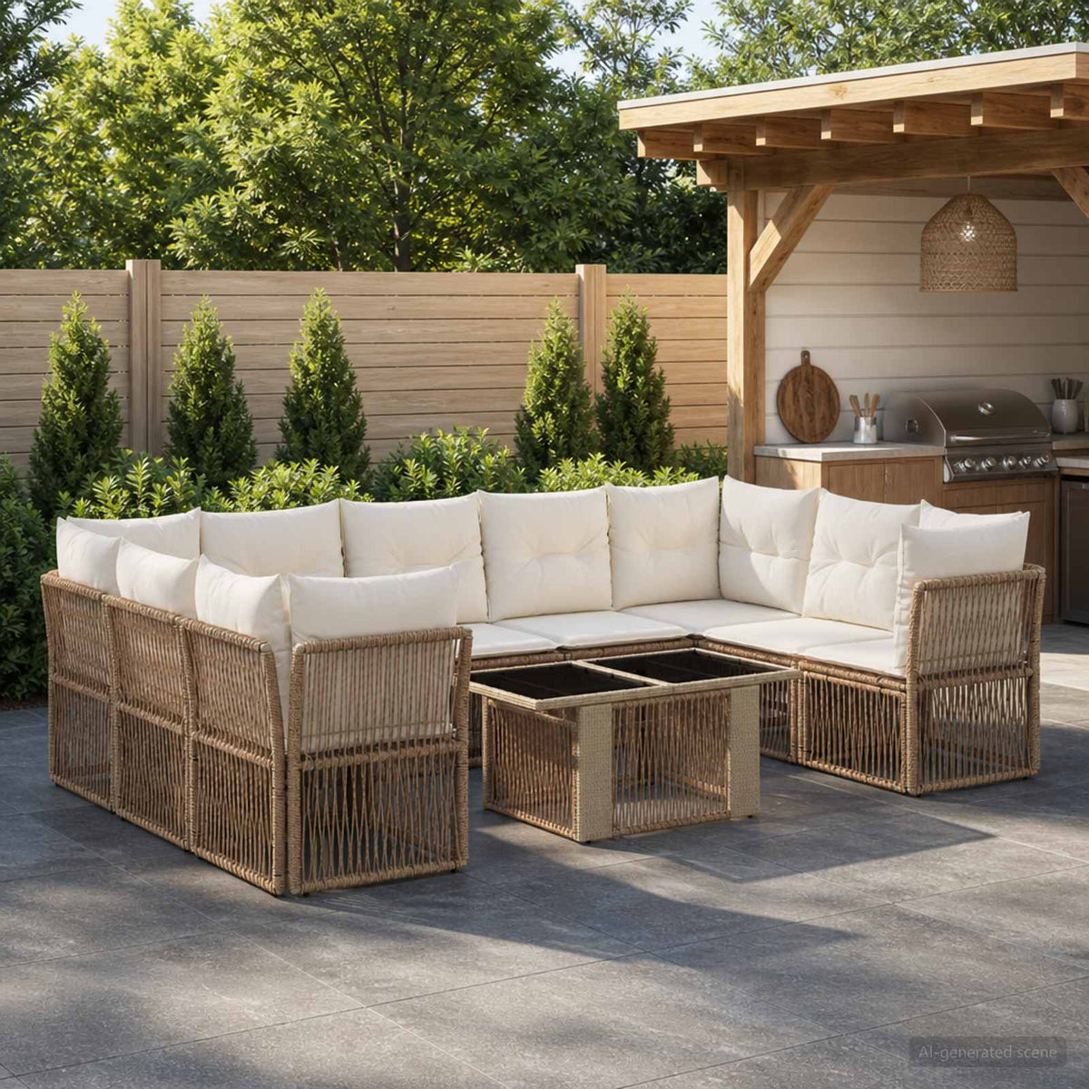 vidaXL Tuinbankenset 10 st Zwart poly rattan