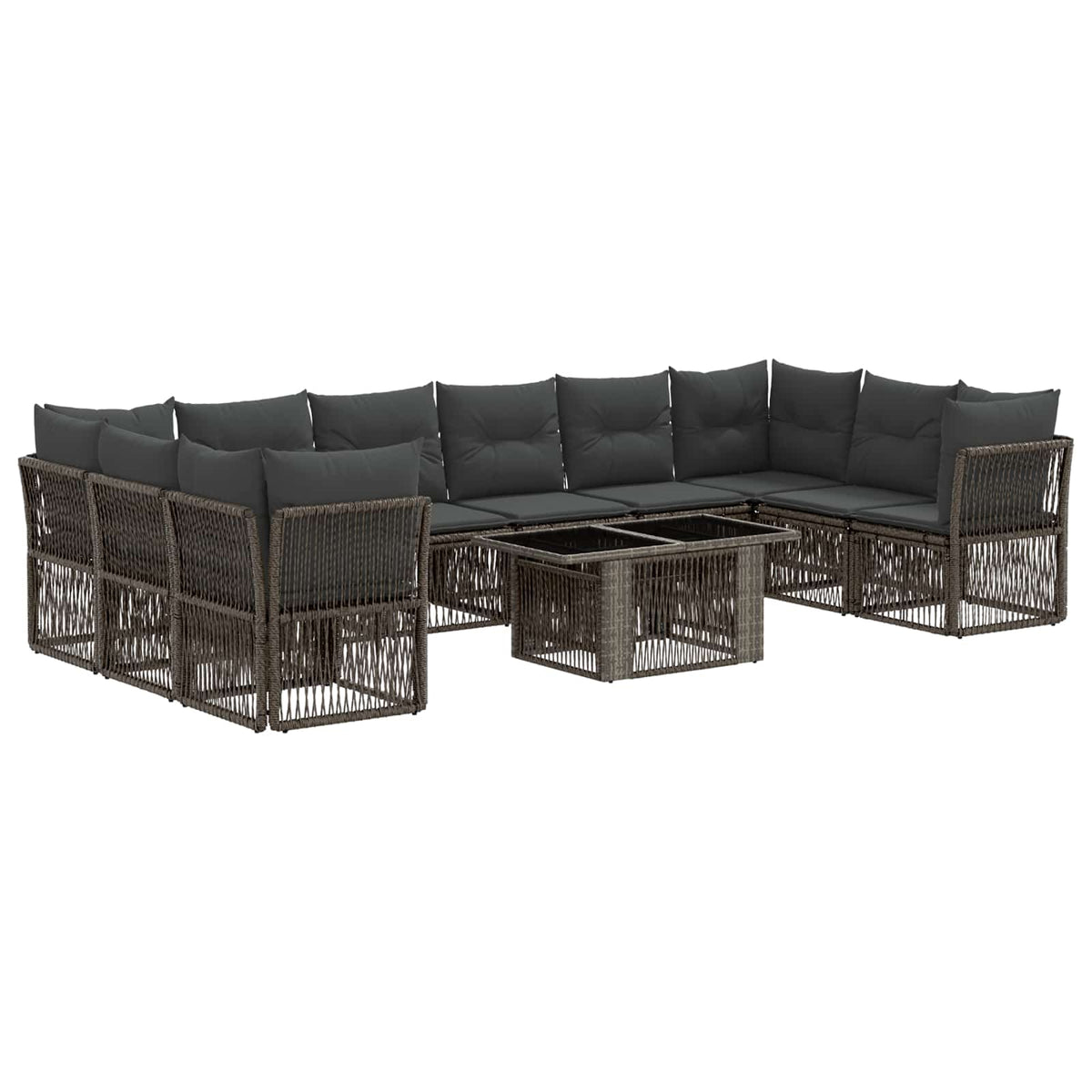 vidaXL Tuinbankenset 11 st Zwart poly rattan