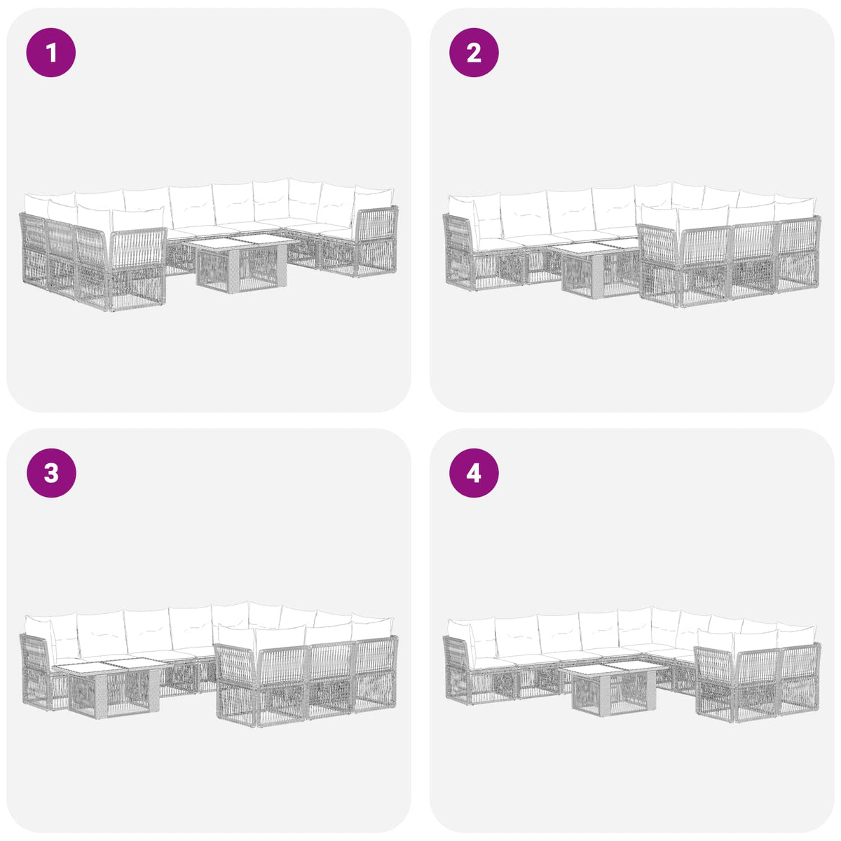 vidaXL Tuinbankenset 11 st Zwart poly rattan