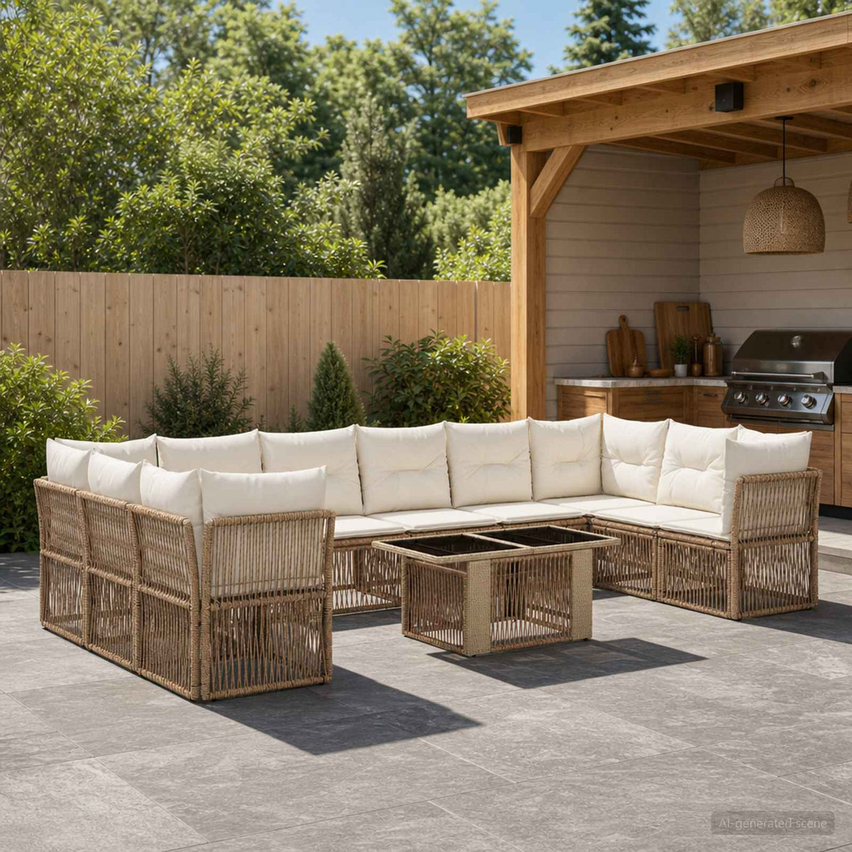 vidaXL Tuinbankenset 11 st Zwart poly rattan