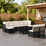 vidaXL Tuinbankenset 10 st Zwart poly rattan